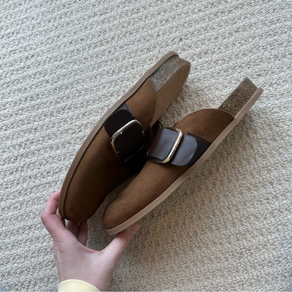 Old Navy Faux Suede Chestnut Clog Shoes Size 8 - Picture 8 of 11
